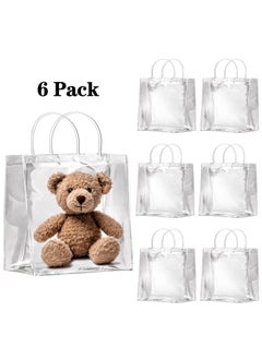 MileMelo 6 Pieces Clear PVC Gift Bags With Handles,Transparent Gift Wrap Bags, Clear Bags For Gifts, Transparent Tote Bag, Bulk Gift Bags, Reusable Gift Bags For Birthdays, Weddings, Parties 26 x 31 x 8cm  - Image 1