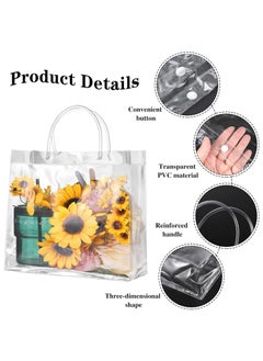 MileMelo 6 Pieces Clear PVC Gift Bags With Handles,Transparent Gift Wrap Bags, Clear Bags For Gifts, Transparent Tote Bag, Bulk Gift Bags, Reusable Gift Bags For Birthdays, Weddings, Parties 26 x 31 x 8cm  - Image 3