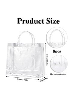 MileMelo 6 Pieces Clear PVC Gift Bags With Handles,Transparent Gift Wrap Bags, Clear Bags For Gifts, Transparent Tote Bag, Bulk Gift Bags, Reusable Gift Bags For Birthdays, Weddings, Parties 26 x 31 x 8cm  - Image 2