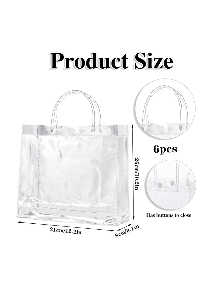 MileMelo 6 Pieces Clear PVC Gift Bags With Handles,Transparent Gift Wrap Bags, Clear Bags For Gifts, Transparent Tote Bag, Bulk Gift Bags, Reusable Gift Bags For Birthdays, Weddings, Parties 26 x 31 x 8cm  - Image 2