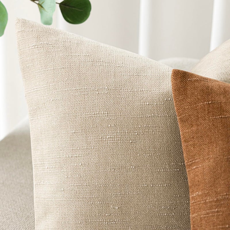 Foindtower Pack of 2 Soft Textured Throw Decorative Pillow Covers Lumbar Accent Solid Cushion Cover Cozy Neutral Farmhouse Pillow Case for Couch Sofa Bedroom Living Room 12x20 Inch, Beige - Image 2