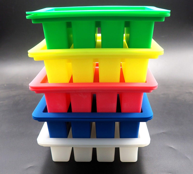 Pizety Large 4 Cavities Silicone Pudding & Jello Molds, Cheesecake & Bar Molds, Silicone 4-Cavity Mold with Lid (White Clear) - Image 2