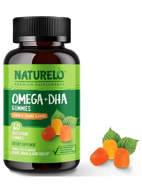 DHA and Omega 3 Supplement from Algae and Chia Seed Oil for Heart, Brain and Joint 60 Gummies