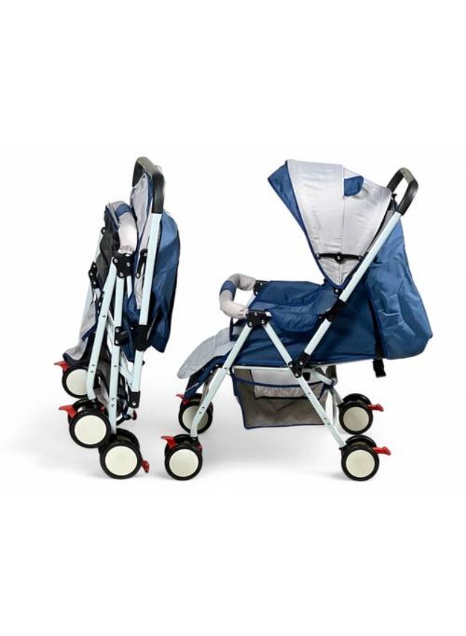 البدر عربة أطفال البدر بمقبض قابل للتعديل، عربة فاخرة للرضع للسفر مع مقعد قابل للعكس، تصميم خفيف قابل للطي، إمالة متعددة الوضعيات، عجلات مزدوجة آمنة مع فرامل، سلة تخزين كبيرة، مظلة شمسية، عربة أنيقة ومريحة بألوان متعددة - Image 2