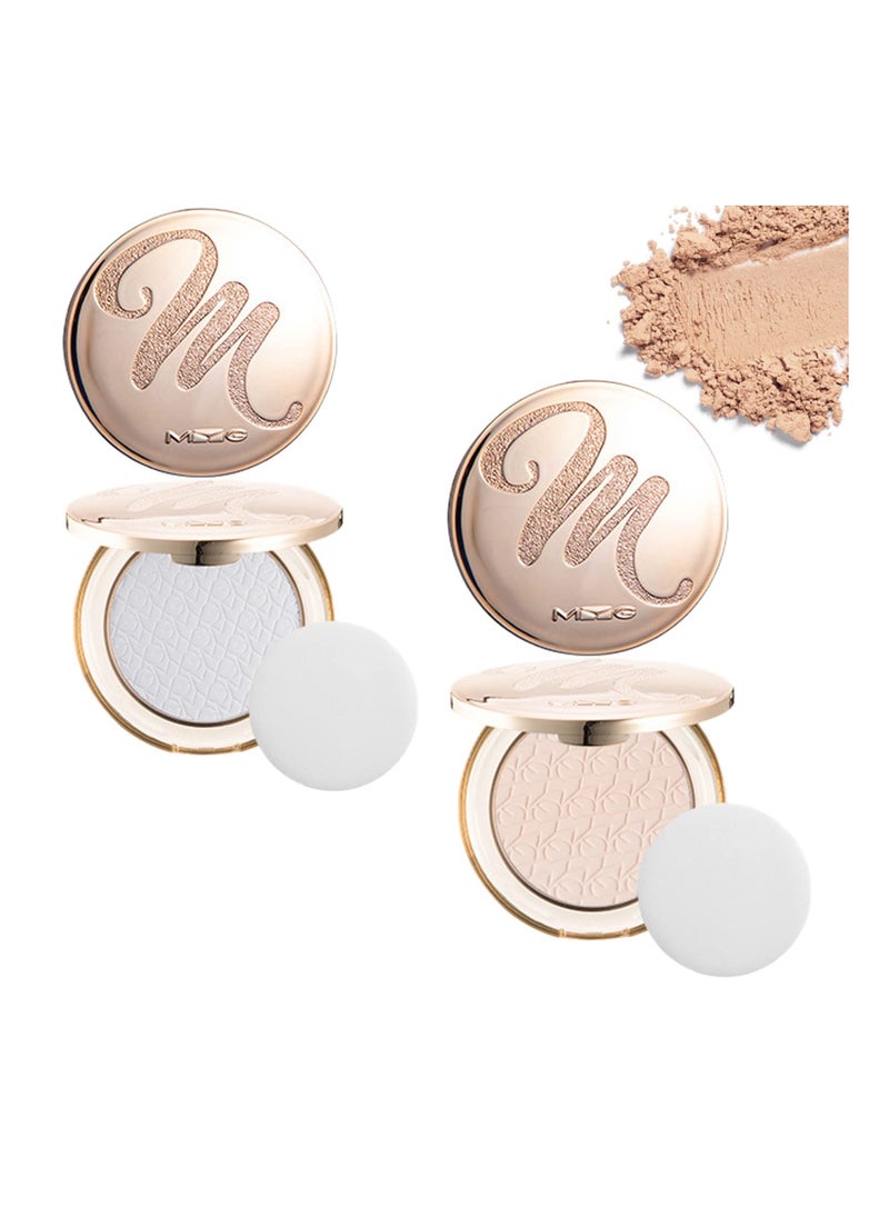 KASTWAVE Longwearing Matte Oil Control Makeup Powder, Waterproof Pressed Powder, Matte Smooth Setting Powder Makeup, Brightening Setting Powder for Women Girls (Natural + Ivory)  - Image 1