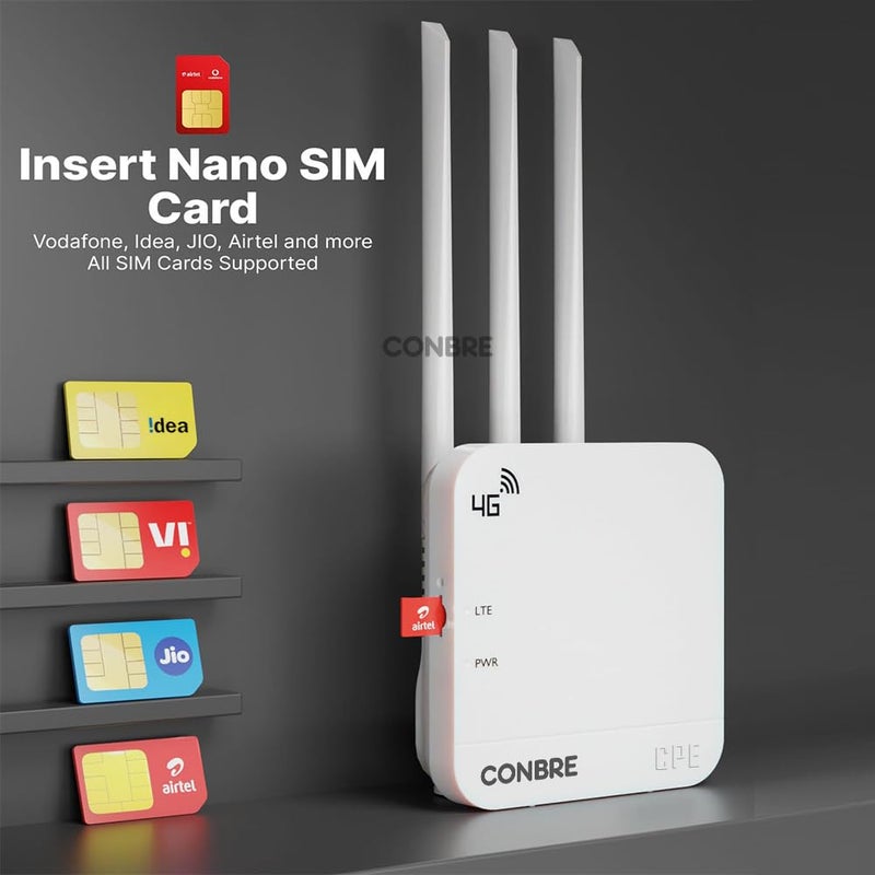 Conbre Cpe Mt-300H 5G&4G Mobile Sim Based Wi-Fi Router|No Configuration Required|With Micro Sim Card Slot|All 4G Sim Wifi Router,single_band,150 mbps - Image 2