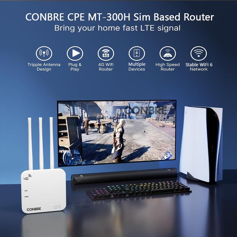 Conbre Cpe Mt-300H 5G&4G Mobile Sim Based Wi-Fi Router|No Configuration Required|With Micro Sim Card Slot|All 4G Sim Wifi Router,single_band,150 mbps - Image 5
