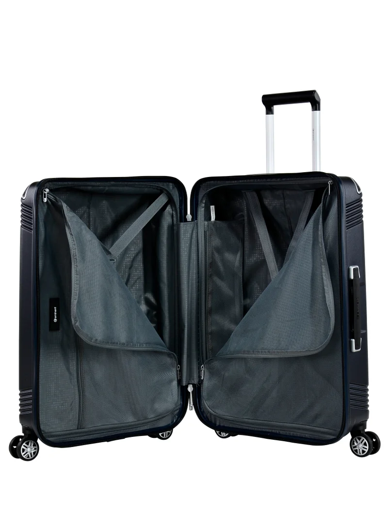 eminent Hard Case Travel Bag Medium Luggage Trolley Polycarbonate Lightweight Suitcase 4 Quiet Double Spinner Wheels With Tsa Lock KK10 Night Blue
