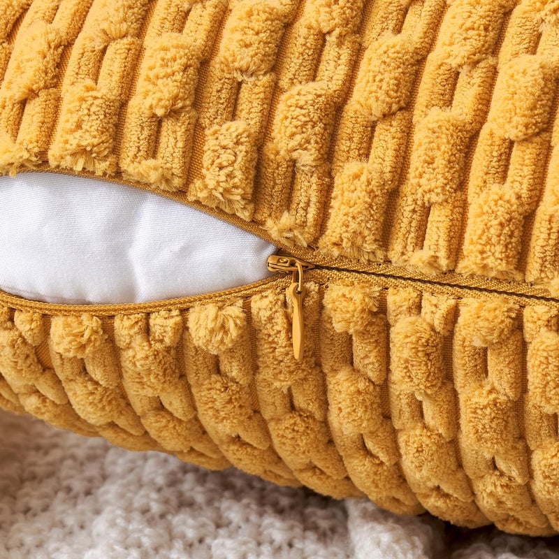 ميولي Miulee رمي الوسادة تغطي مجموعة كولووروي ناعمة مجموعة من 2 بوهو مخطط سقوط وسادة أغطية وسادة الزواج مزرعة ديكور المنزل لأريكة أريكة أريكة غرفة المعيشة 20x20 بوصة - Image 3