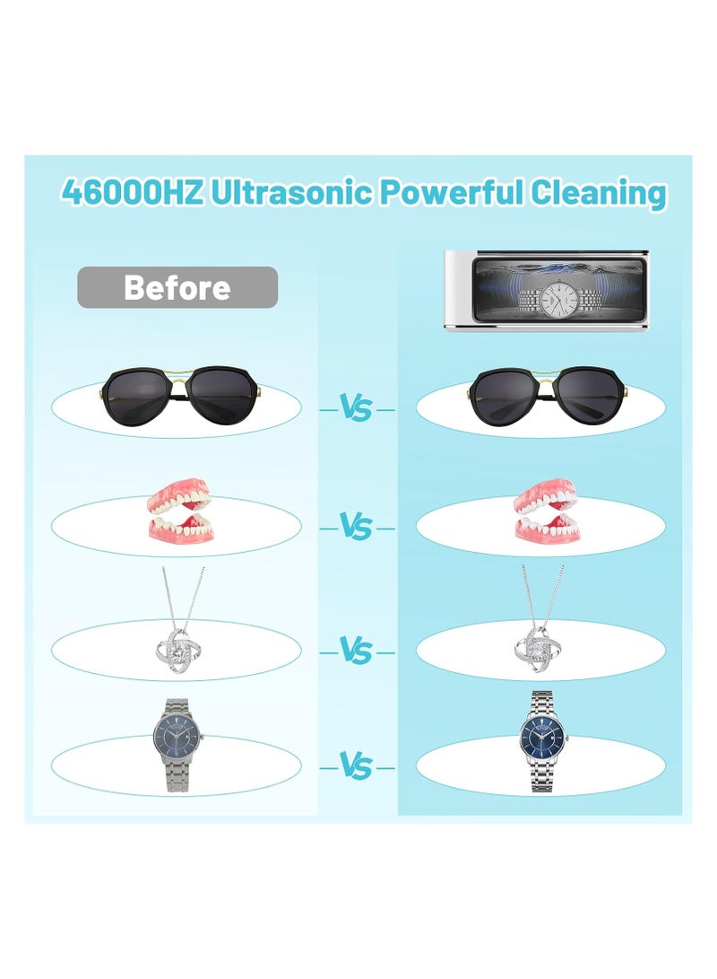 SYOSI Ultrasonic Jewelry Cleaner, Jewelry Cleaner Machine, 17oz 46KHZ Professional Ultrasonic Machine with 4 Modes Digital Timer Tank, One-Touch Operation for Eyeglasses, Jewelry, Watches, All Dental - Image 4