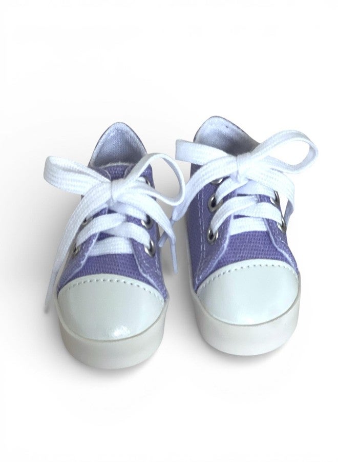 MBD Doll Shoes Canvas Sneakers for 18 Inch Dolls - Fully Lined & Weighted Lace-Up Shoes in Lavender - Fits Kennedy and Friends Dolls, 18 Inch Fashion Dolls & 15 Inch Baby Dolls - Image 1