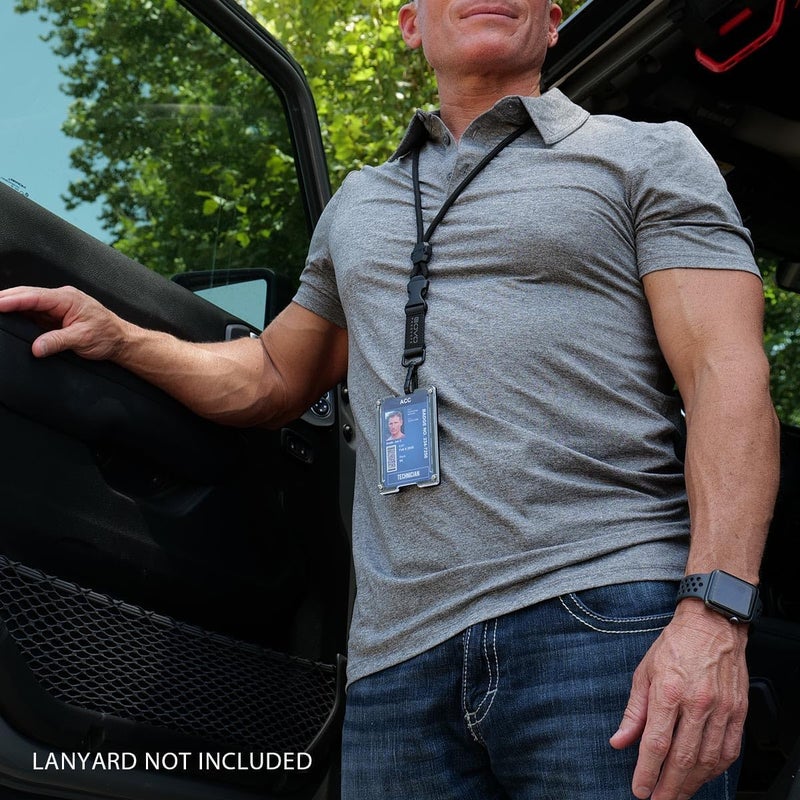 GOVO حامل الشارة/المحفظة T4 - حامل هوية/بطاقة ائتمان من البولي كربونات المتين مع مشبك معدني وفتحات لعدد 4 بطاقات (يستوعب من 1 إلى 4 بطاقات) (بني) - Image 2