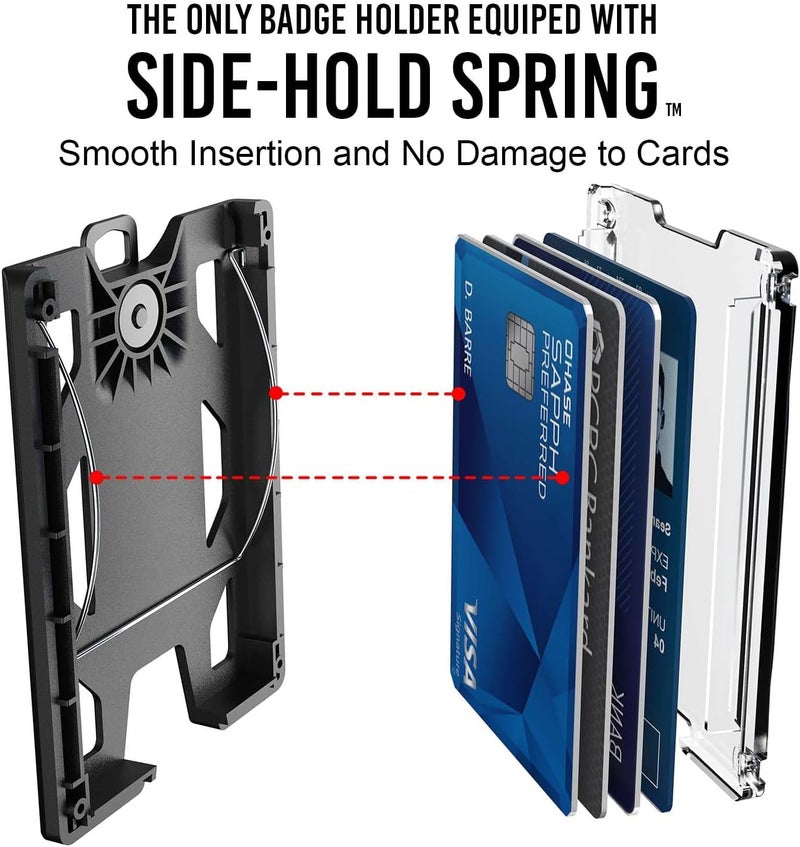 GOVO حامل الشارة/المحفظة T4 - حامل هوية/بطاقة ائتمان من البولي كربونات المتين مع مشبك معدني وفتحات لعدد 4 بطاقات (يستوعب من 1 إلى 4 بطاقات) (بني) - Image 1