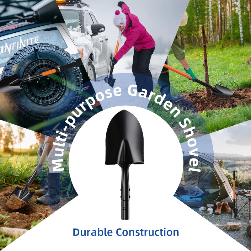 TwinkleTool Small Shovel for Digging with Metal Handle, 43.7 Inch Heavy Duty Garden Shovel, Trench Shovels Ideal for Digging Gardening Trenching Planting Camping Transferring Scooping, Orange - Image 5