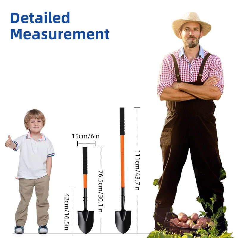 TwinkleTool Small Shovel for Digging with Metal Handle, 43.7 Inch Heavy Duty Garden Shovel, Trench Shovels Ideal for Digging Gardening Trenching Planting Camping Transferring Scooping, Orange - Image 4
