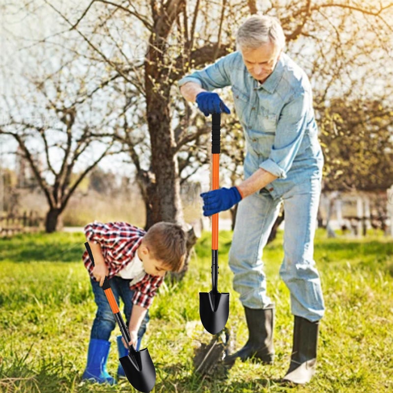 TwinkleTool Small Shovel for Digging with Metal Handle, 43.7 Inch Heavy Duty Garden Shovel, Trench Shovels Ideal for Digging Gardening Trenching Planting Camping Transferring Scooping, Orange - Image 2