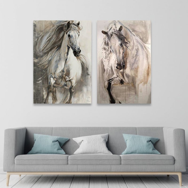 ماركتنا لوحة قماشية ثنائية بتصميم حصان بمقاس اجمالي 100×70 سم - Image 1