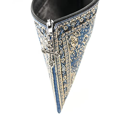 Intercession Hand-Woven Rosary Pouch, Made in Turkey with Premium Metallic Thread (Blue) - Image 4