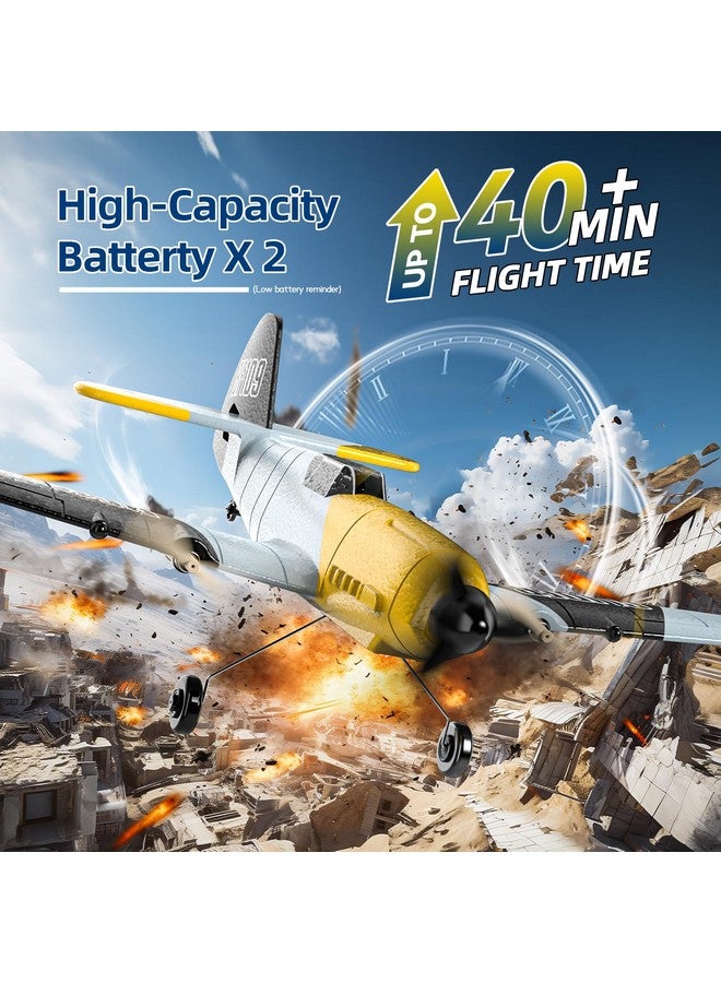 ديرك طائرة Rc 3 قنوات Bf 109 ألعاب طائرة مقاتلة تعمل بالتحكم عن بعد 2.4 جيجا هرتز و6 محاور مثبت جيروسكوبي RTF طائرة شراعية مع بطاريتين سهلة الطيران للبالغين والأطفال المبتدئين والأولاد - Image 3