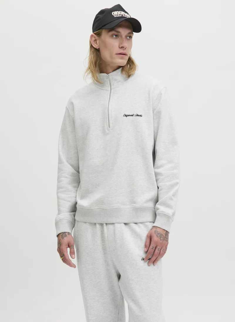 جاك اند جونز Embellished Half Zip Up Sweatshirt