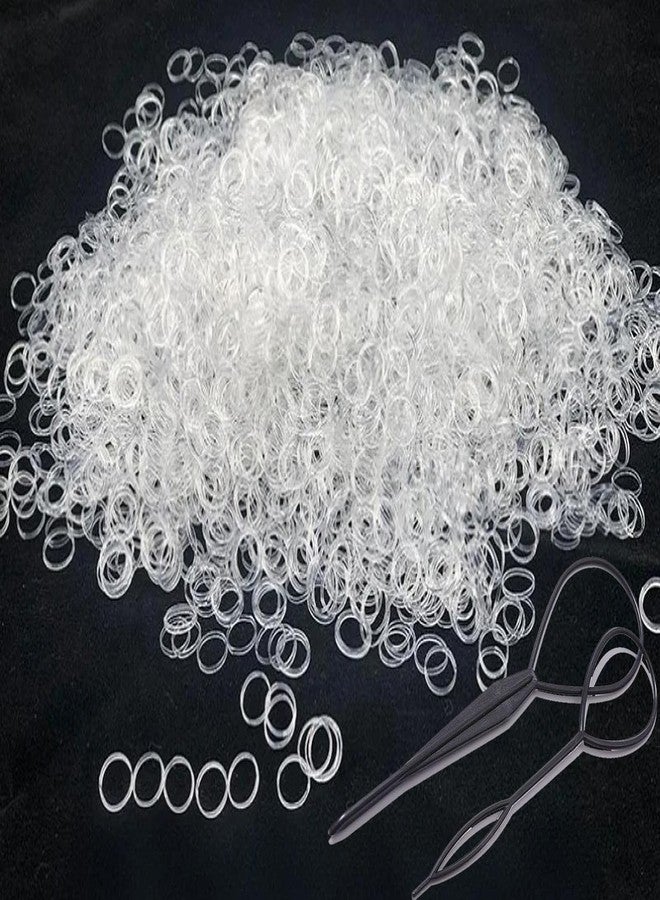 MISSJOJIAY 2000 PCS Elastic Hair Accessories Set - Clear Mini Rubber Ties, Soft Non-Slip Small Ponytail Bands with Topsy Tail Tools for Girls - Image 1
