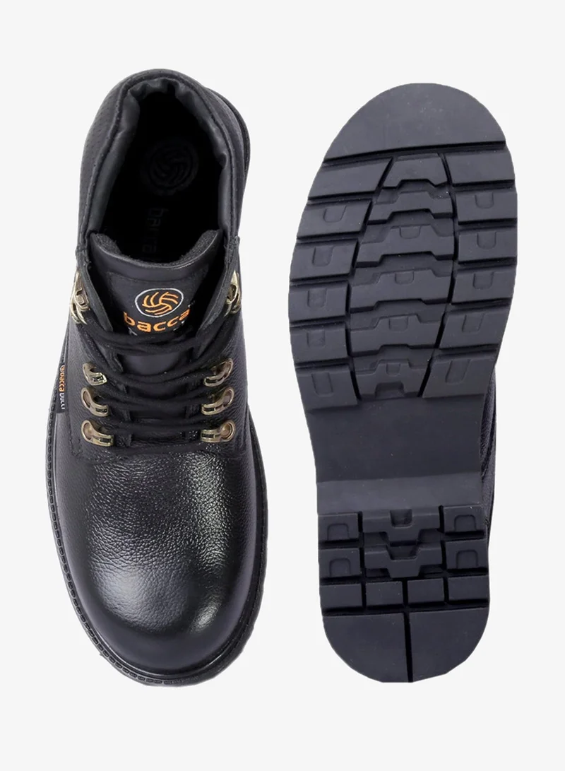 Bacca Bucci Black Steel Toe Boots Real Grain Leather for Men | Best Price UAE
