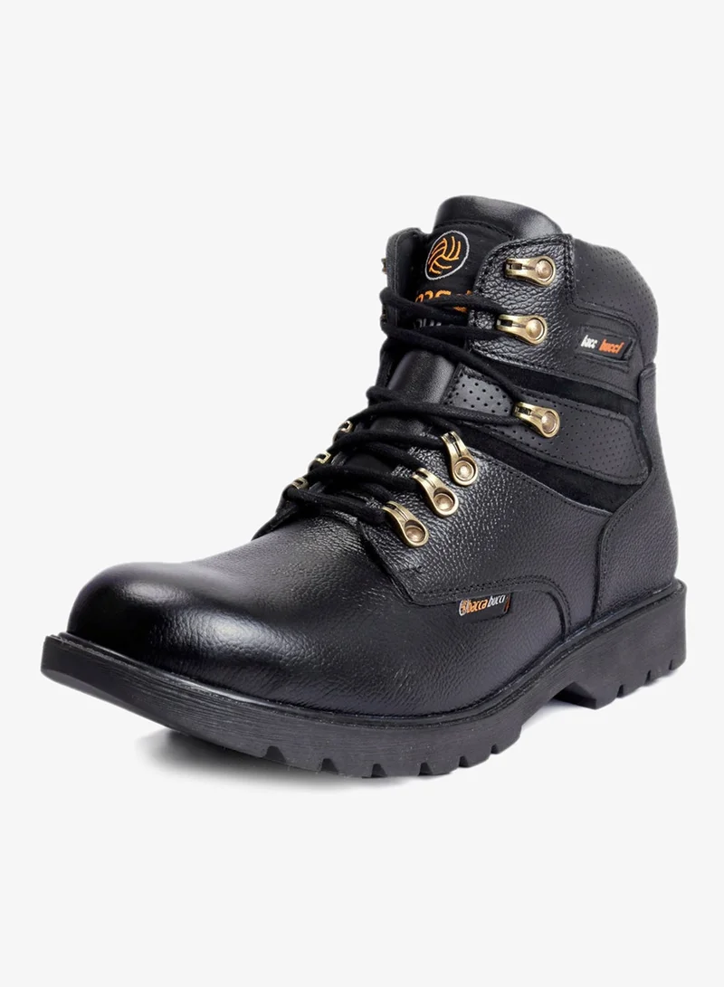 Bacca Bucci Black Steel Toe Boots Real Grain Leather for Men | Best Price UAE