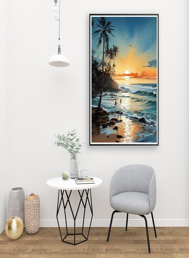 MIRCVSH Paint by Numbers Kit for Adults Framed,Beach Paint by Number for Adults,Landscape Adults' Paint-by-Number Kits on Canvas with Wooden Easel for Home Wall Decor 12X16 Inch - Image 4