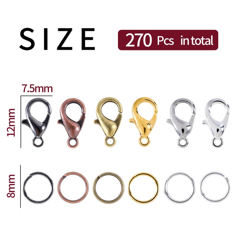 KOPOX Lobster Claw Clasps and Open Jump Rings Set, 6 Colors Lobster Clasps for Jewelry Making, Keychains and Bracelet - Image 2
