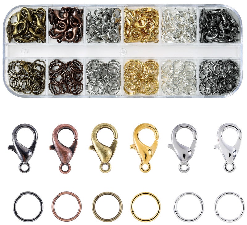 KOPOX Lobster Claw Clasps and Open Jump Rings Set, 6 Colors Lobster Clasps for Jewelry Making, Keychains and Bracelet - Image 1