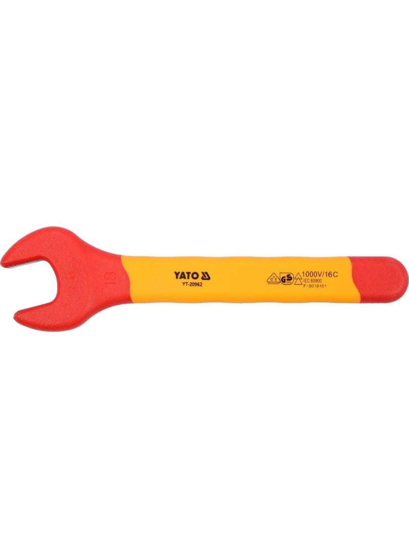 YATO Insulated Open End Wrench 18mm VDE-1000V YT-20962