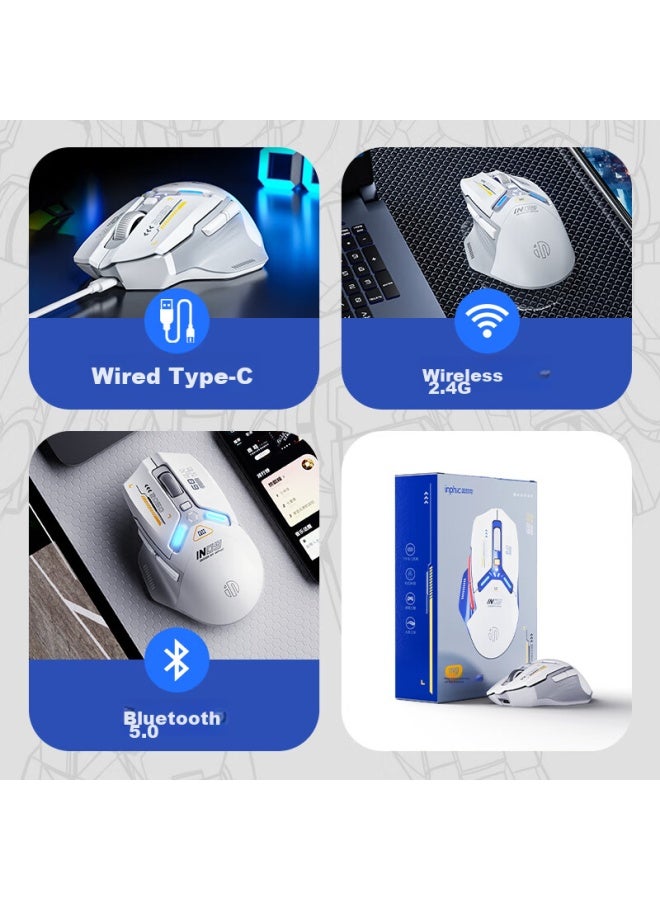 Inphic In9 Wireless Bluetooth Wired Gaming Mouse, Tri-mode E-sports Ergonomic Macro Rgb, For Pubg Lol/csgo, Compatible With Desktop And Laptop, Infinite 10000dpi Blue - Image 5