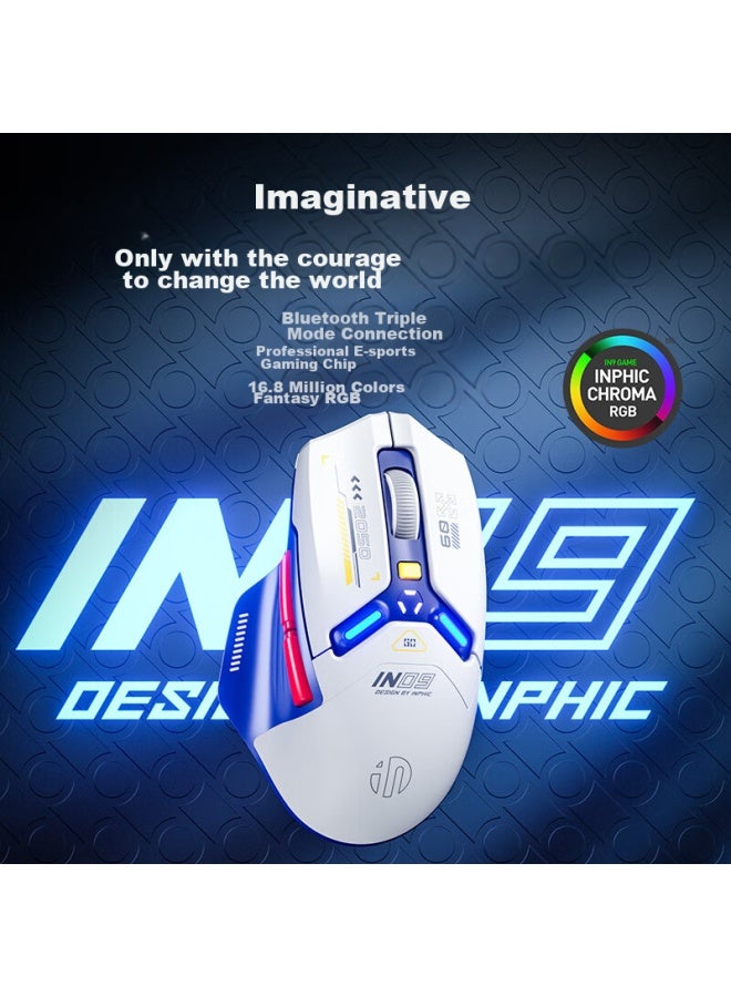 Inphic In9 Wireless Bluetooth Wired Gaming Mouse, Tri-mode E-sports Ergonomic Macro Rgb, For Pubg Lol/csgo, Compatible With Desktop And Laptop, Infinite 10000dpi Blue - Image 3