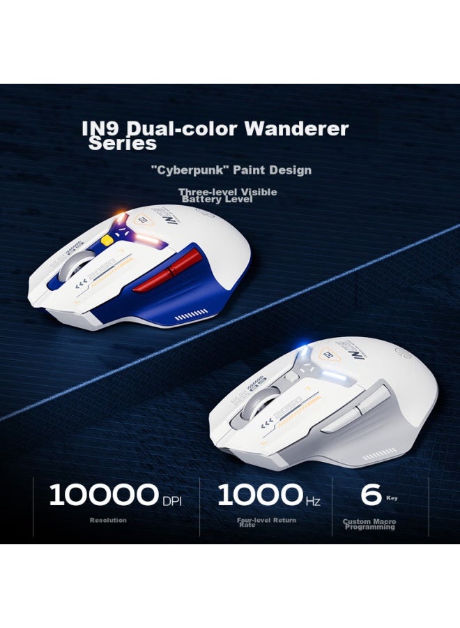 Inphic In9 Wireless Bluetooth Wired Gaming Mouse, Tri-mode E-sports Ergonomic Macro Rgb, For Pubg Lol/csgo, Compatible With Desktop And Laptop, Infinite 10000dpi Blue - Image 2