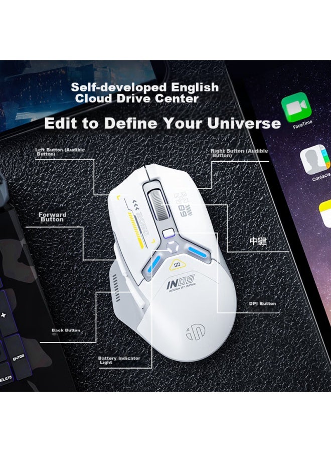 Inphic In9 Wireless Bluetooth Wired Gaming Mouse, Tri-mode E-sports Ergonomic Macro Rgb, For Pubg Lol/csgo, Compatible With Desktop And Laptop, Infinite 10000dpi Blue - Image 4