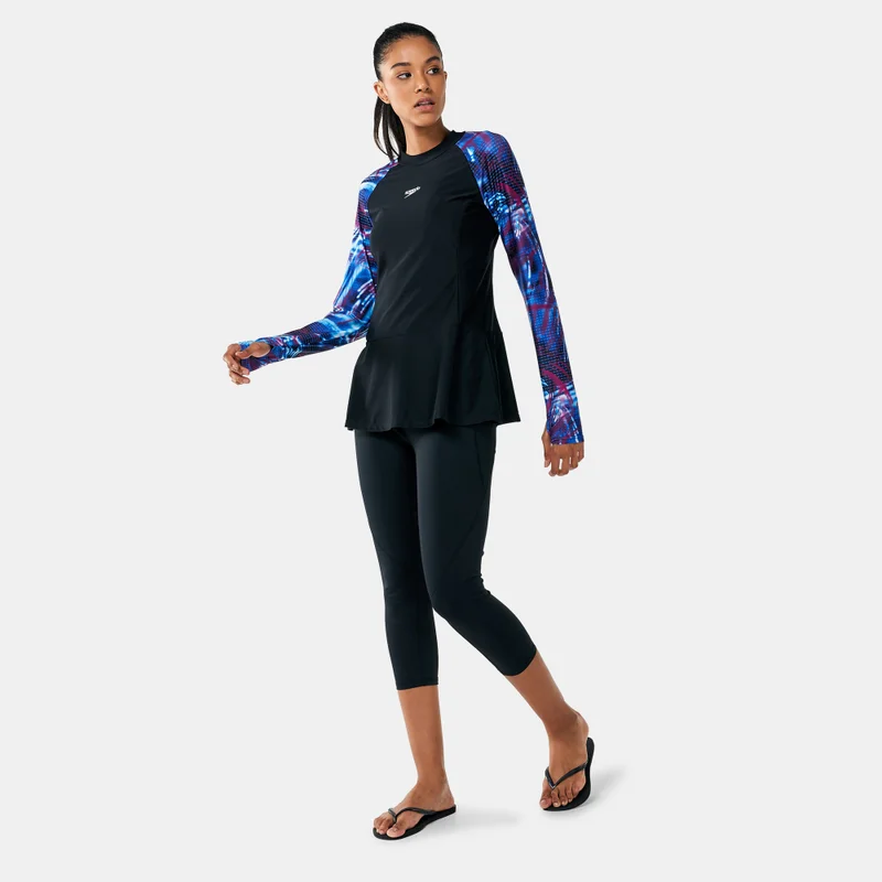 speedo Black Women's Modest Deluxe Long Sleeve Fashion Swimming Tunic for Women | Best Price UAE