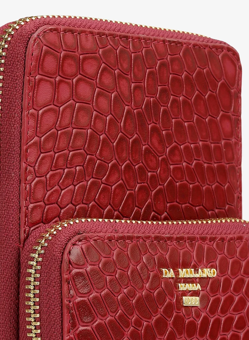 Da Milano  Croco Leather Crossbody - Plumberry  | Best Price UAE