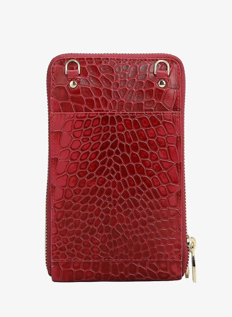 Da Milano  Croco Leather Crossbody - Plumberry  | Best Price UAE