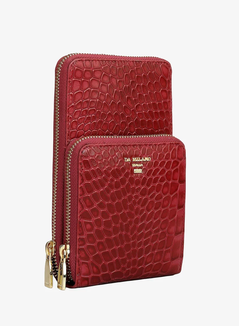 Da Milano  Croco Leather Crossbody - Plumberry  | Best Price UAE