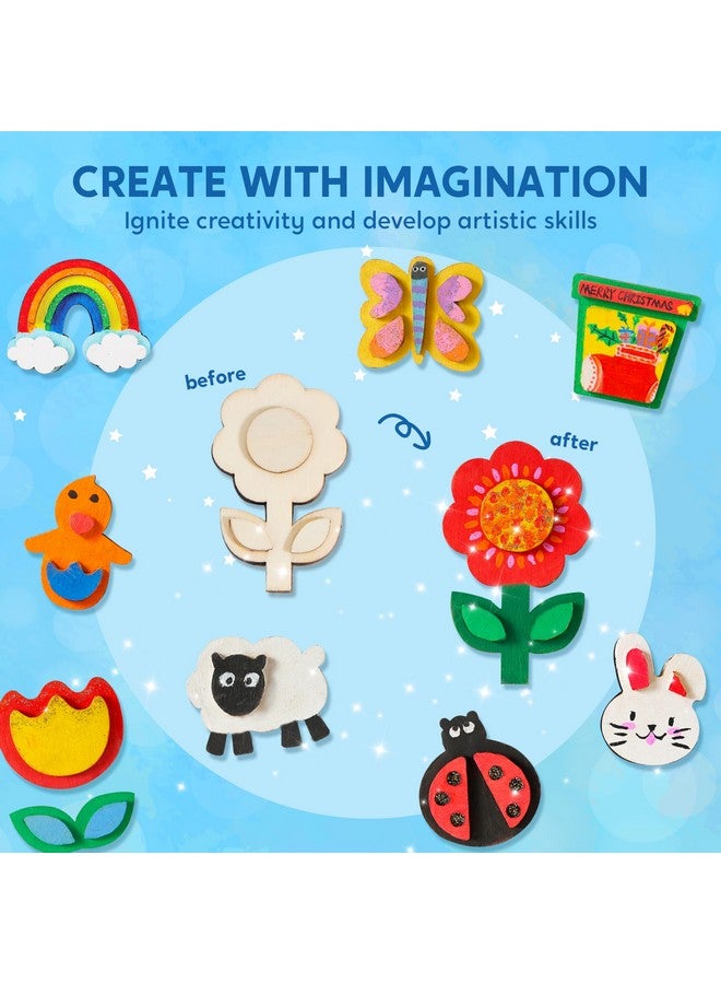JOYIN مجموعة فنون وحرف الرسم المغناطيسية الخشبية JOYIN 12 للأطفال، زين هديتك الخاصة للرسم لسلع سلة عيد الفصح، حفلات عيد الميلاد والحرف العائلية، هدايا حفلات للأولاد والبنات - Image 4