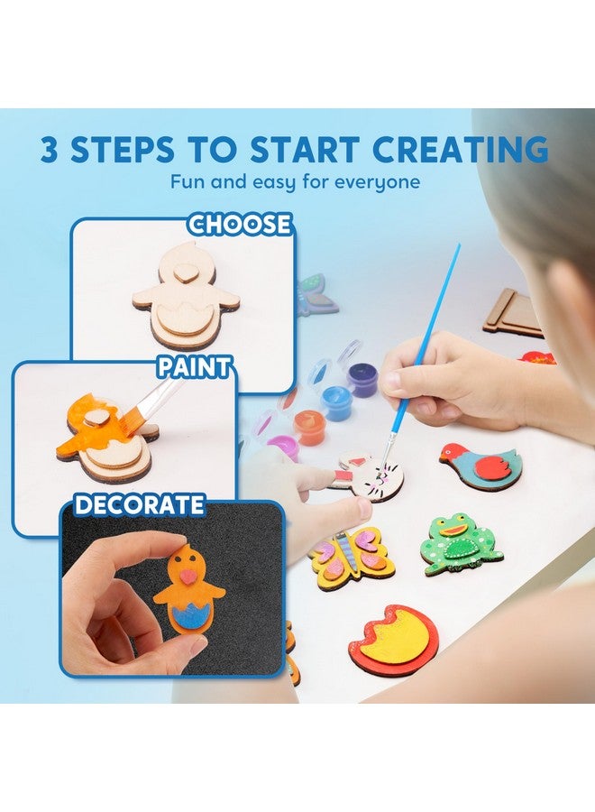 JOYIN مجموعة فنون وحرف الرسم المغناطيسية الخشبية JOYIN 12 للأطفال، زين هديتك الخاصة للرسم لسلع سلة عيد الفصح، حفلات عيد الميلاد والحرف العائلية، هدايا حفلات للأولاد والبنات - Image 3