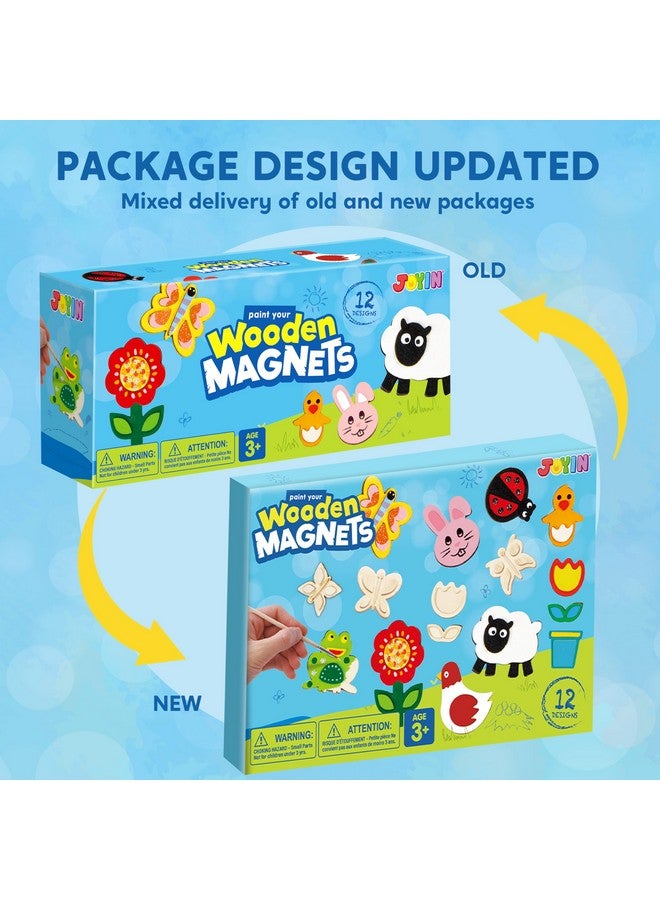 JOYIN مجموعة فنون وحرف الرسم المغناطيسية الخشبية JOYIN 12 للأطفال، زين هديتك الخاصة للرسم لسلع سلة عيد الفصح، حفلات عيد الميلاد والحرف العائلية، هدايا حفلات للأولاد والبنات - Image 5