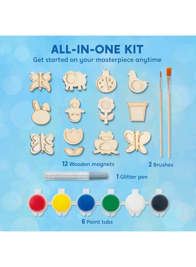 JOYIN مجموعة فنون وحرف الرسم المغناطيسية الخشبية JOYIN 12 للأطفال، زين هديتك الخاصة للرسم لسلع سلة عيد الفصح، حفلات عيد الميلاد والحرف العائلية، هدايا حفلات للأولاد والبنات - Image 2