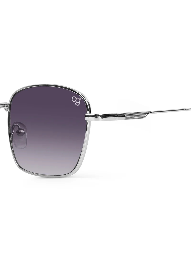 Woggles UV- Protected  Silver Rectangle Sunglasses