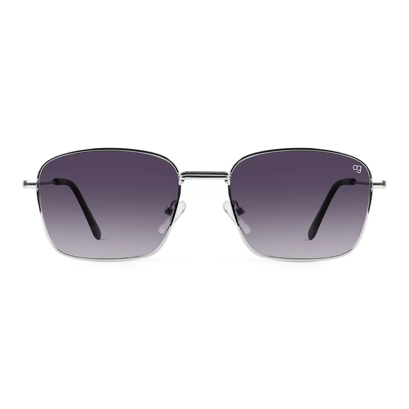 Woggles UV- Protected  Silver Rectangle Sunglasses
