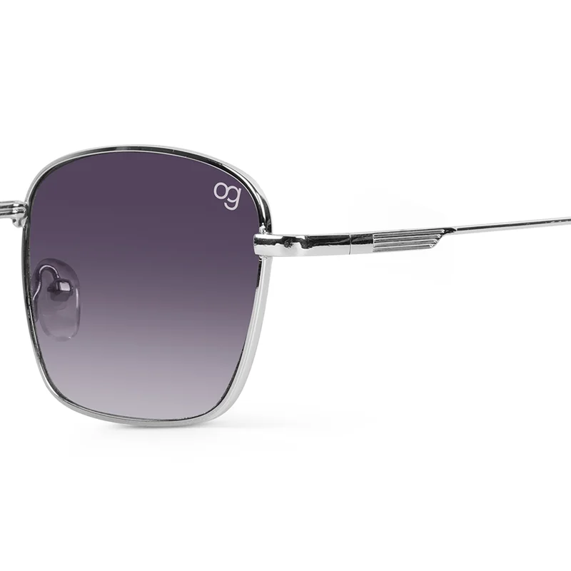 Woggles UV- Protected  Silver Rectangle Sunglasses