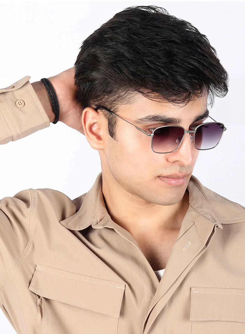 Woggles UV- Protected  Silver Rectangle Sunglasses
