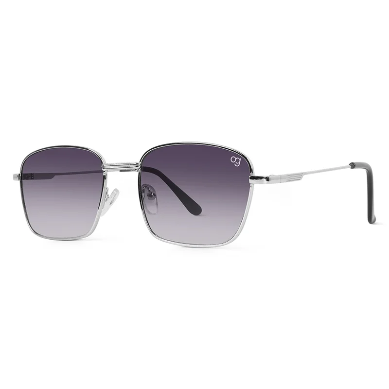 Woggles UV- Protected  Silver Rectangle Sunglasses