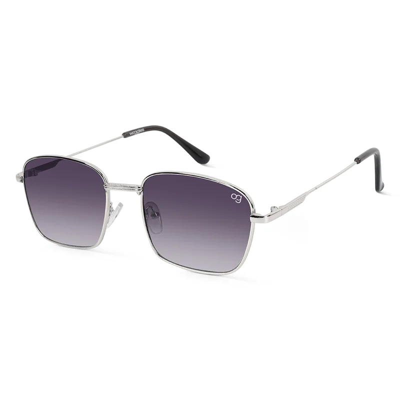 Woggles UV- Protected  Silver Rectangle Sunglasses
