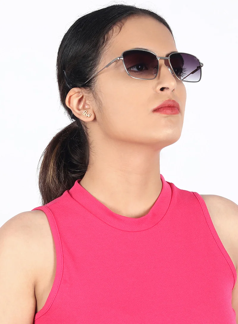 Woggles UV- Protected  Silver Rectangle Sunglasses